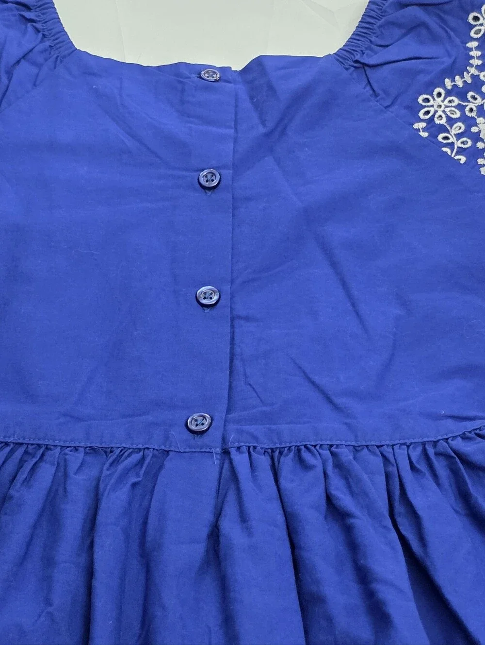Gymboree Girls Blue Cotton White Embroidery Eyelet Fit & Flare Dress Size 12 NEW